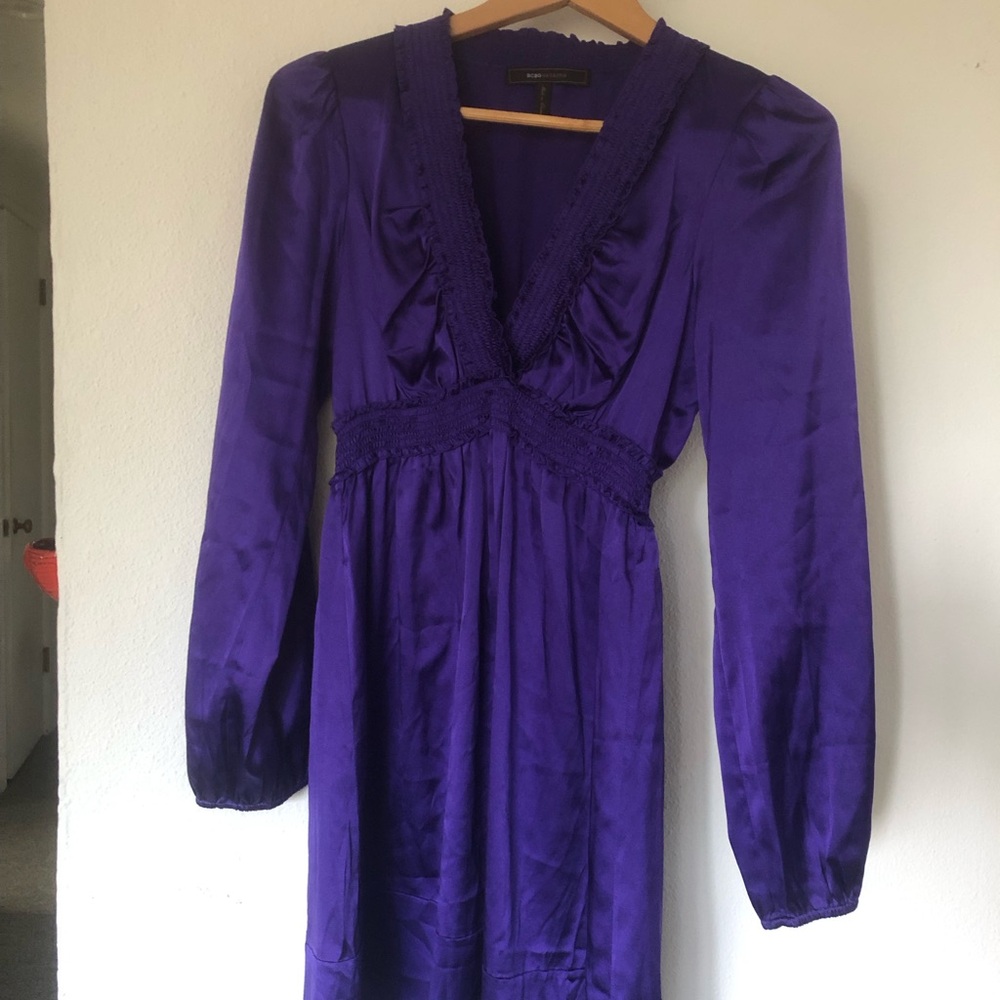 BCBGMaxAzria Purple Silk Mini Cocktail/Evening Dress XS